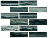 2X6 Ombre Brick Pattern Light Greenish Blue Stripe Glass Mosaic Tile for Kitchen Backsplash, Wall Tile for Bathroom, Shower Wall Tile, Accent Wall